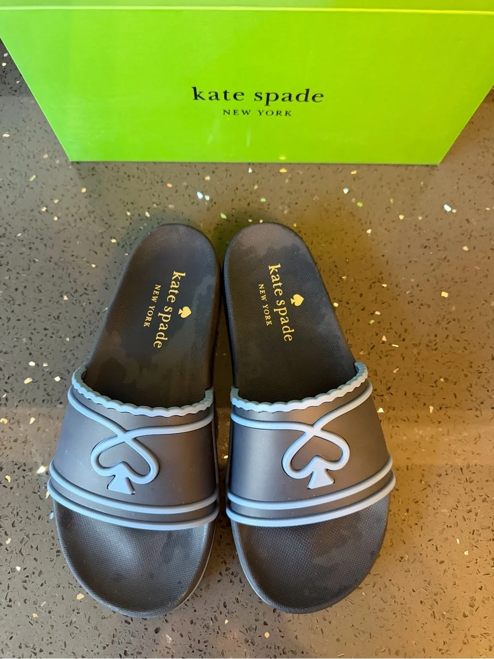 kate spade Navy and Light Blue Slide Sandals